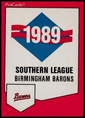 1989 Best Birmingham Barons All Decade 34 Checklist Card Team logo